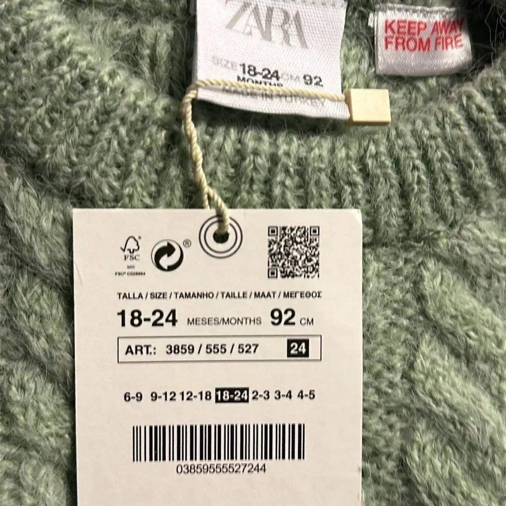 ZARA Kids | Sea Green | JACQUARD CABLE KNIT SWEATER - Picture 4 of 5